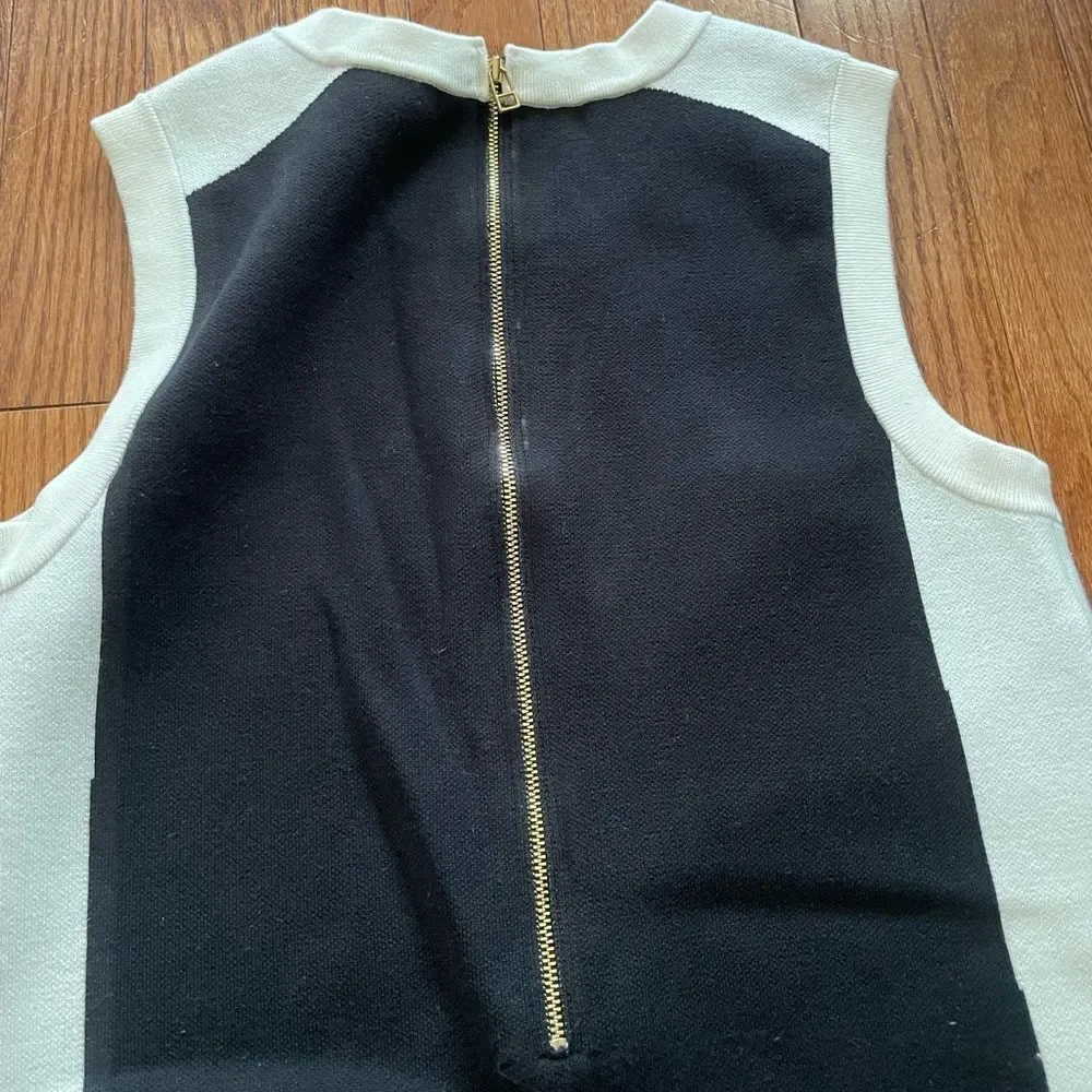 Kate Spade Black and White Knit Sleeveless Shift Dress Sz Small